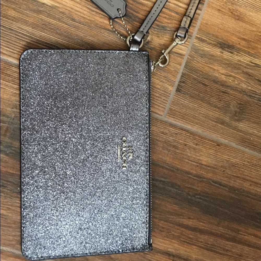Grey/Silver Sparkly Coach Wristlet